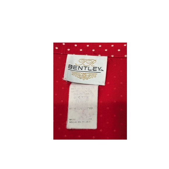 Vintage 90s Bentley Red Polka Dot Button Front Maxi Dress Tie Back M - Picture 4 of 7